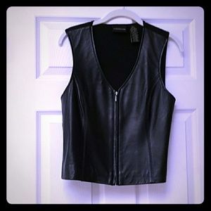 Black leather vest